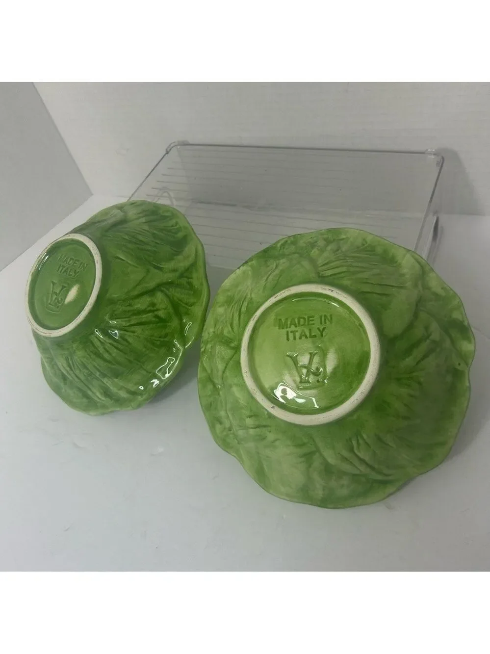 VTG Ceramic Ladybugs 3D Cereal Dessert Bowls Set of 2 Made in Italy Nature 7x3”
